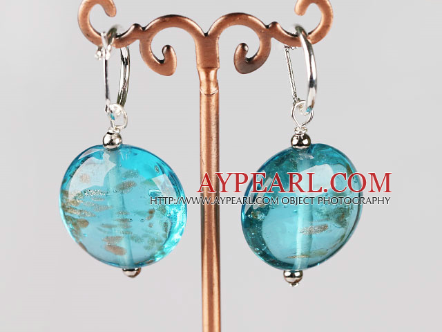 blue round shape 20mm colored glaze earrings 