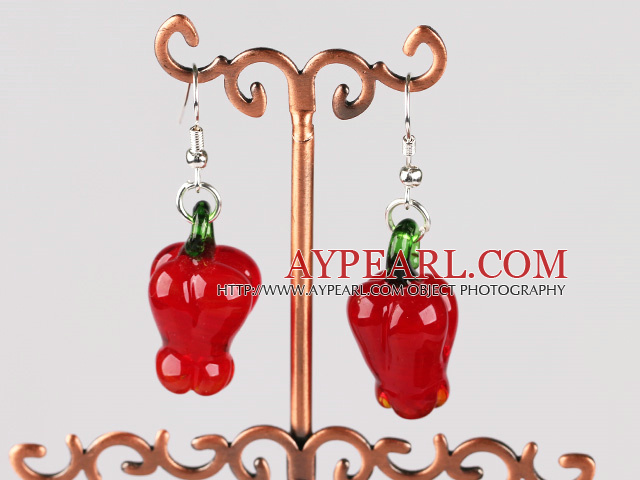 pepper shape colored glaze earrings 