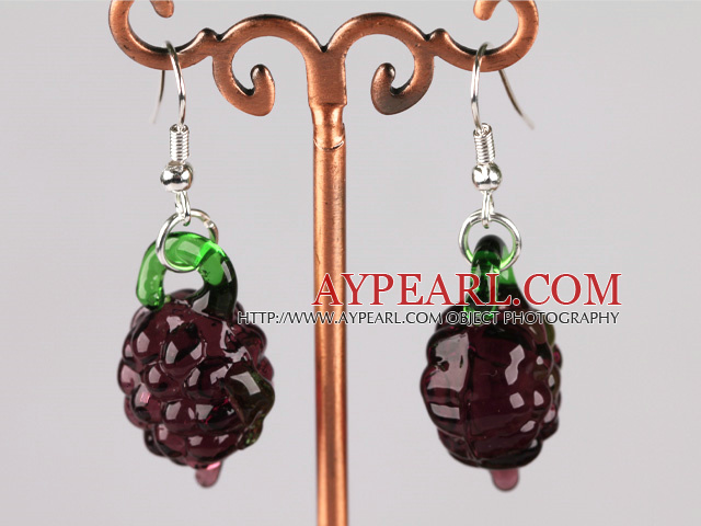 grape shape colored glaze earrings