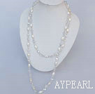 fashion long style acrylic and white crystal beaded necklace