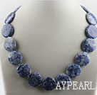 round shape 20*20mm Sodalite necklace with moonlight clasp