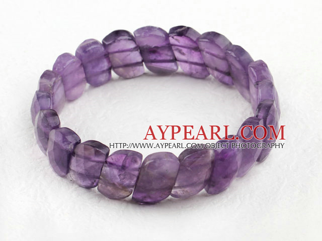 faceted elastic amethyst 9*14mm bangle bracelet