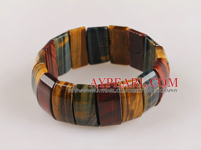 faceted elastic blue and red tiger eye 12*25mm bangle bracelet