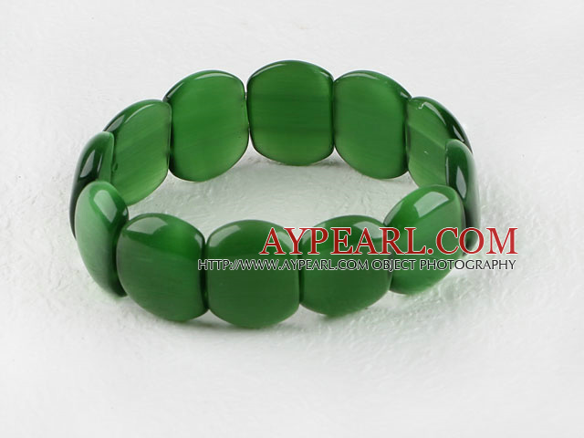 7.5 inches stretchy style dark green cat's eye bangle bracelet 