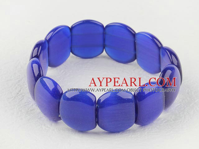 elastic blue cat's eye bracelet