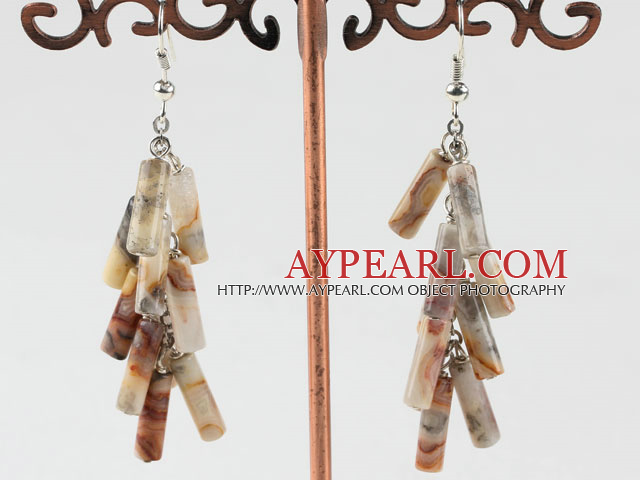 firecracker shape crazy agate earrings