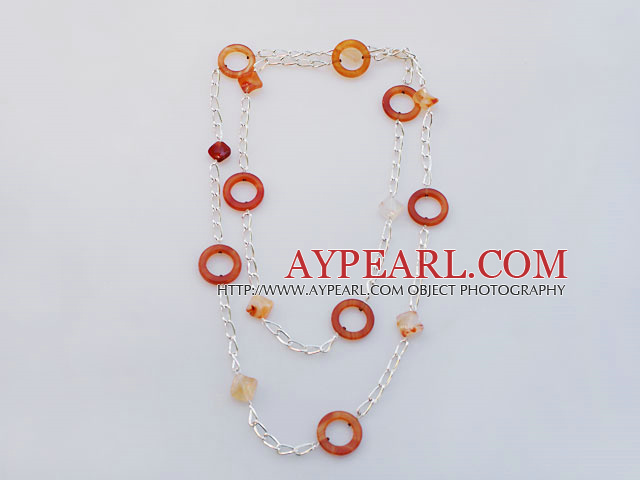 metal jewelry fashion long style agate necklace