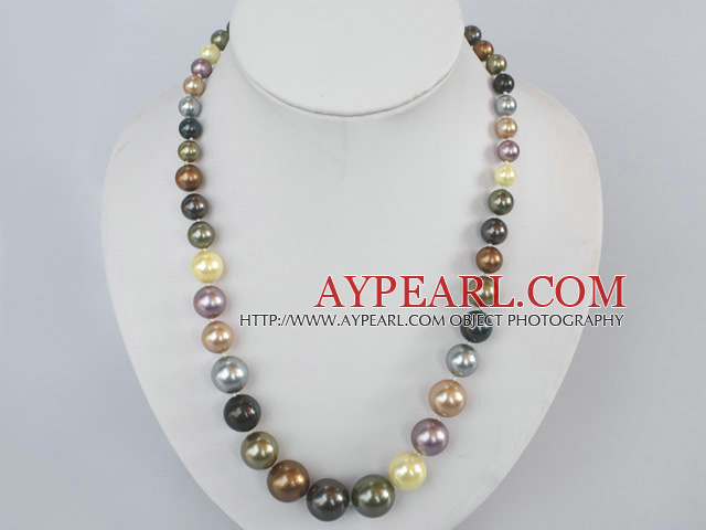 multi colored seashell beaded necklace with moonlight clasp