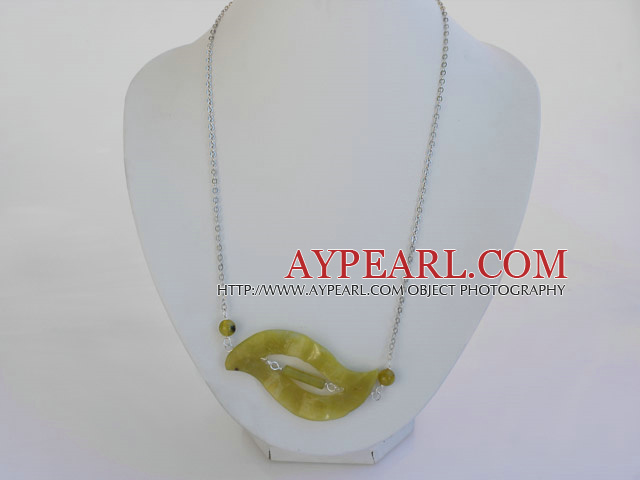 simple lemon jade pendant necklace with metal chain and lobster clasp