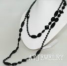 long style faceted black agate necklace