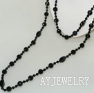 long style faceted black agate neckalce