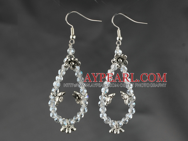 chandelier style pink crystal and jade earrings