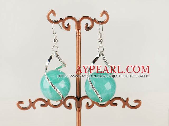 popular 20mm lake blue acrylic ball earrings