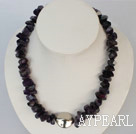 natural amethyst neaded necklace with nice heart toggle clasp