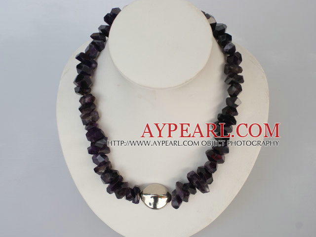 natural amethyst neaded necklace with nice heart toggle clasp