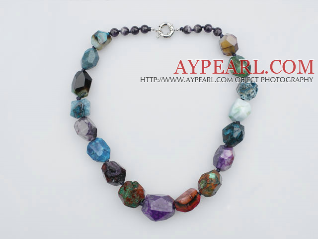 17 inches multi color agate stone necklace