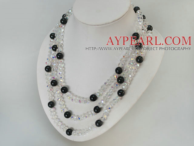 multi strand crystal and sea shell beads necklace
