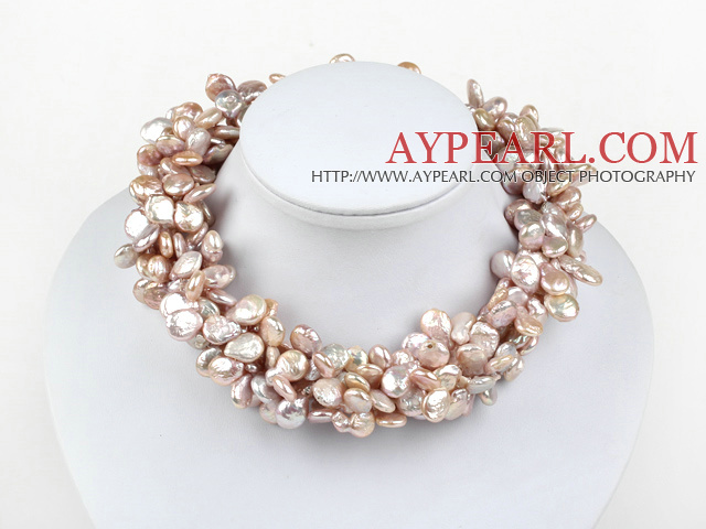 multi strand button pearl necklace