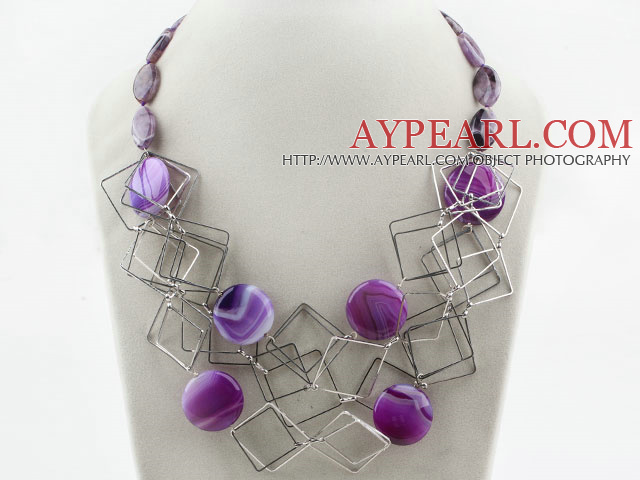 Purple Series Amethyst and Purple Agate Necklace with Lobster Clasp