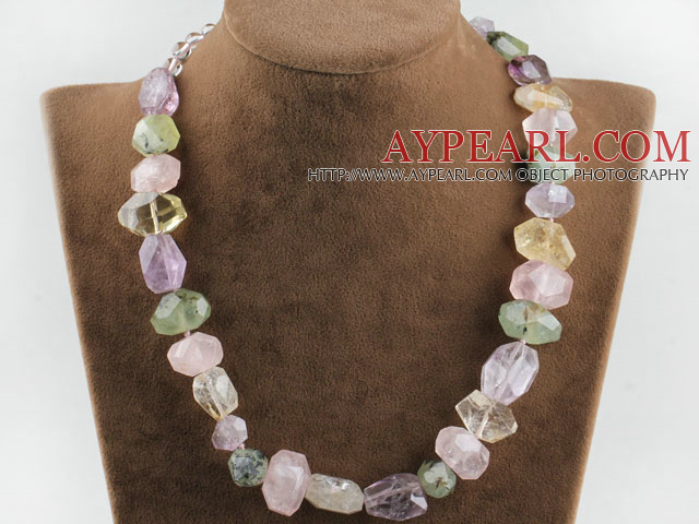 17.7 inches amethyst citrine and  green jasper necklace