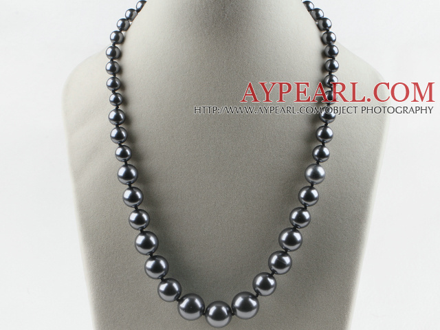 Tungsten steel color sea shell beads graduated necklace