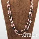 Freshwater Pearl and Pink Opal Long Style Necklace