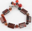 agate and red gem bracelet with toggle clasp