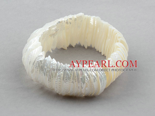 Simple Style White Snails Shell Elastic Bangle Bracelet