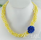 dyed yellow pearl necklace