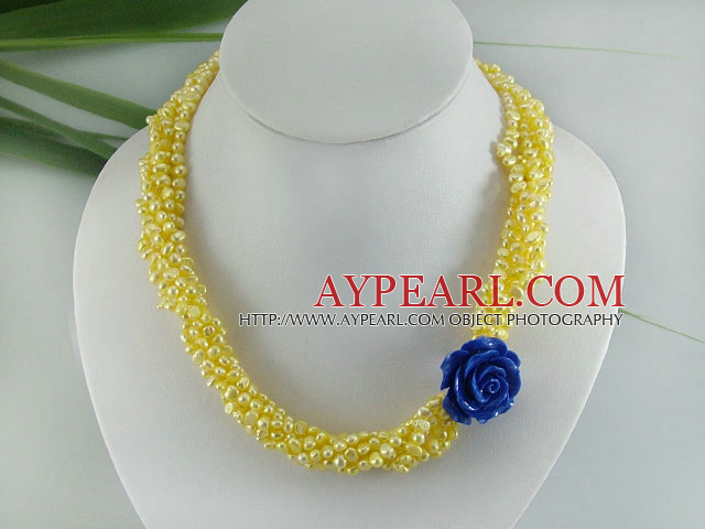 dyed yellow pearl necklace