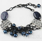 Dark blue and sodalite bracelet with adjustable chain