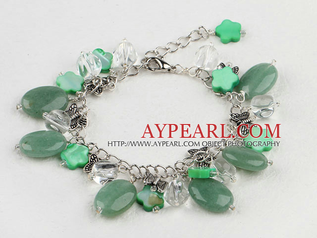 Aventurine and green shell bracelet with extendable chain