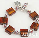 colored glaze and crystal bracelet with toggle clasp