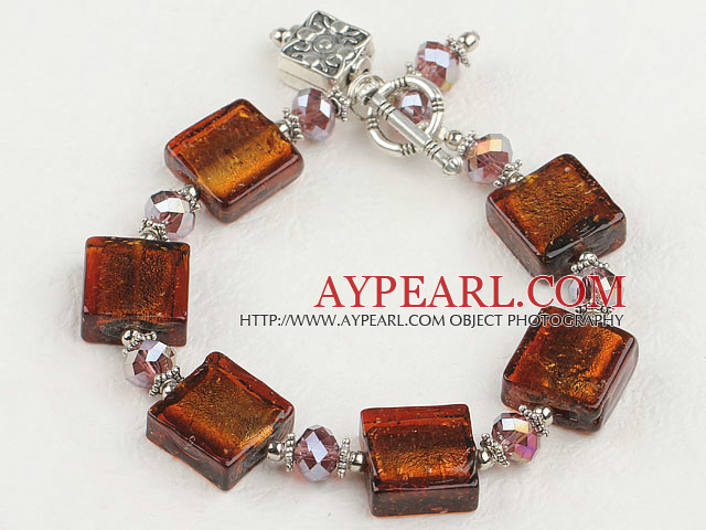 colored glaze and crystal bracelet with toggle clasp