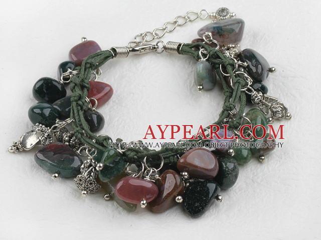 multi strand india agate bracelet with extendable chain