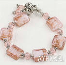 colored glaze and crystal bracelet with toggle clasp