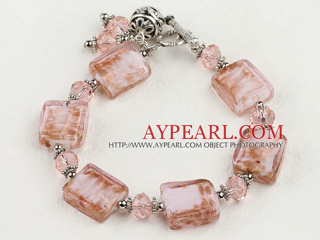 colored glaze and crystal bracelet with toggle clasp