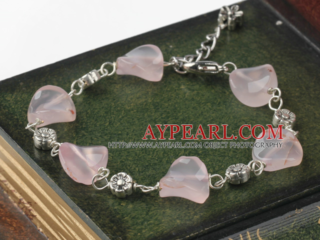 light pink waved shape agate bracelet with extendable chain