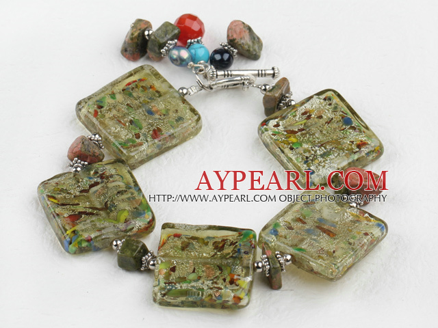 Green Aventurine colored glaze bracelet