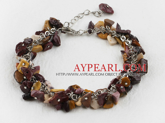 vitelline stone chips beaded bracelet with extendable chain