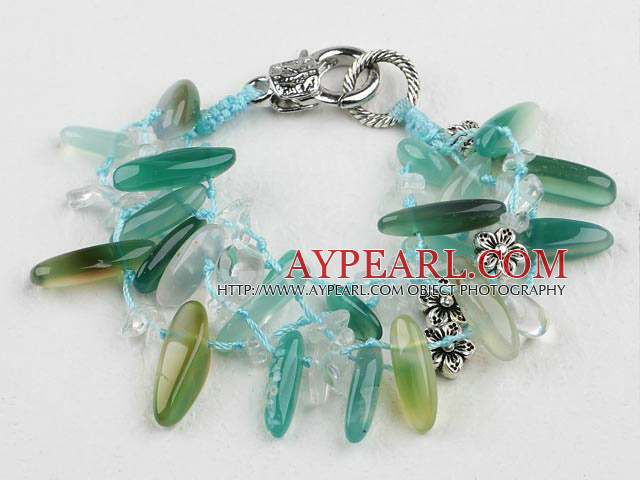 multi strand green agate crystal bracelet