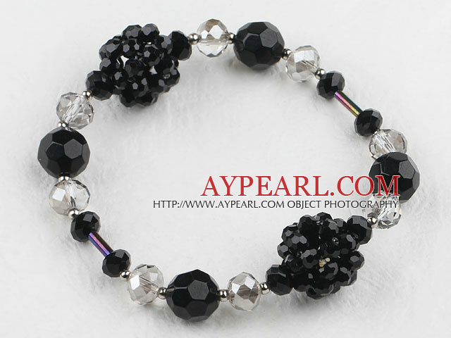 7.5 inches white and black crystal bangle  bracelet 