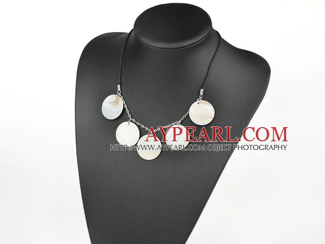 lovely white disk shell necklace with extendable chain