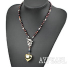 6-9mm black peark necklace with heart shaped pendant