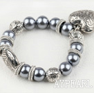 acrylic and tibet silver bracelet with heart charm