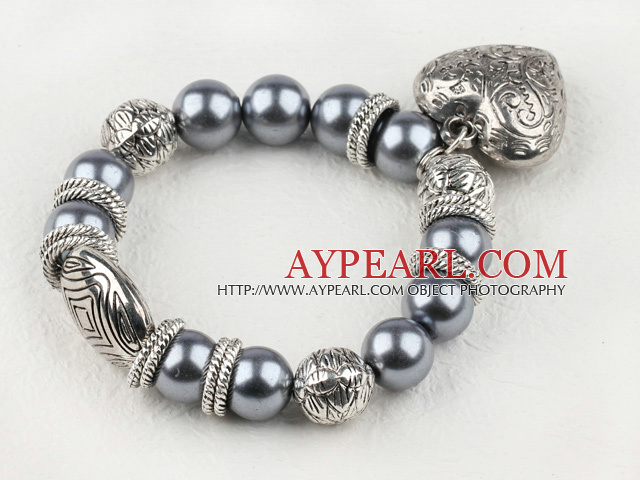 acrylic and tibet silver bracelet with heart charm