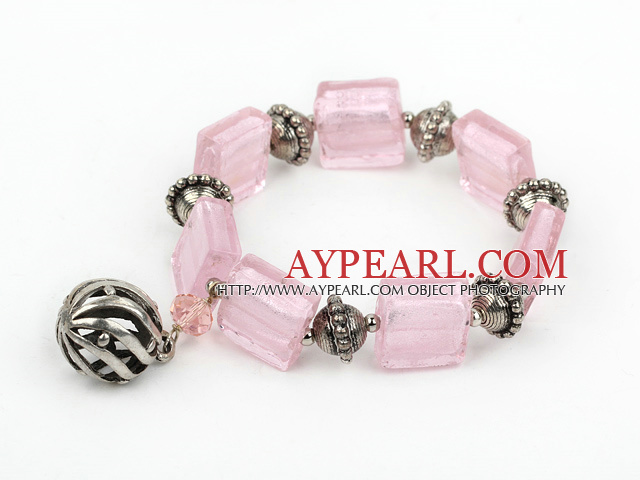 pink colored glaze elastic bracelet with ball accessories