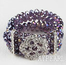 multi strand stretchy light purple crystal bangle bracelet with rhinestone