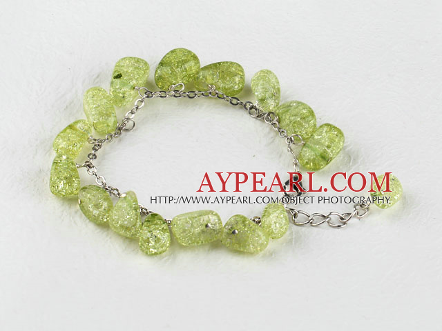 Yellow green color burst pattern crystal bracelet with extendable chain