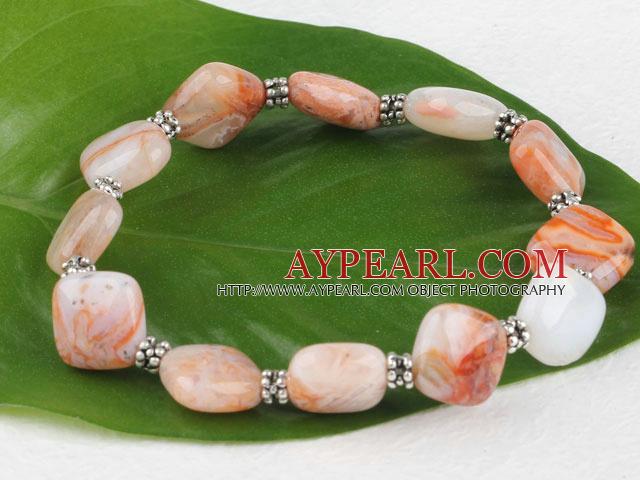 7.5 inches stretchy agate bracelet with tibet silver charm